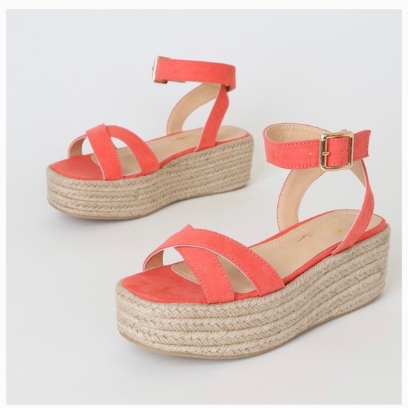 Lulus Shoes - Lulu’s Coral Cobi Espadrille Sandals